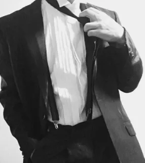 🌑 uomo, smoking, abito da cerimonia, completo, moda, bianco e nero, stile telegram sticker