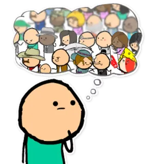 🤔 denken, cartoon, gedachteballon, Cyanide and Happiness, mensen, dromen telegram sticker