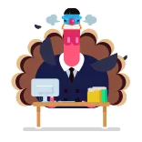 😡 七面鳥, 怒り, オフィス, コンピューター, 漫画 telegram sticker