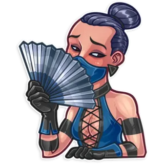 ☺️ Kitana Mortal Kombat videogame, vechter, ninja, vrouw, fan, blauw telegram sticker