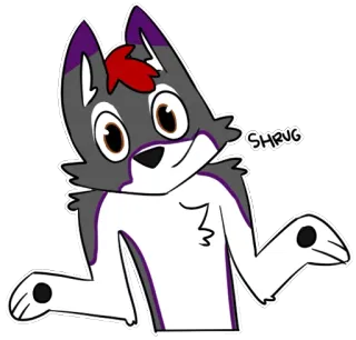 ❓ SHRUG Furry, Encogimiento de hombros, Incierto, Lobo, Dibujo animado telegram sticker