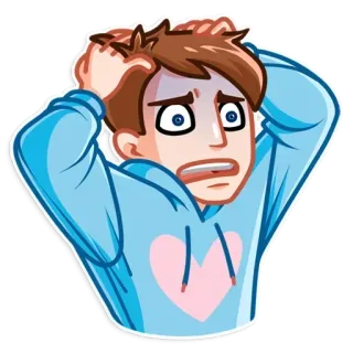 😨 Desenho animado, Emoji, Expressão, Estresse, Preocupado, Frustração telegram sticker