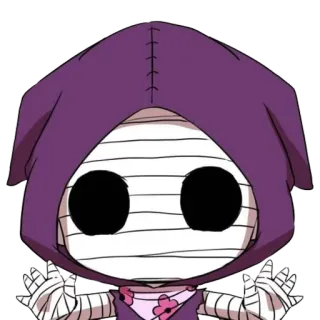 💀 Anime, Múmia, Bandagens, Fofo, Desenho animado, Chibi, Encapuzado whatsapp sticker