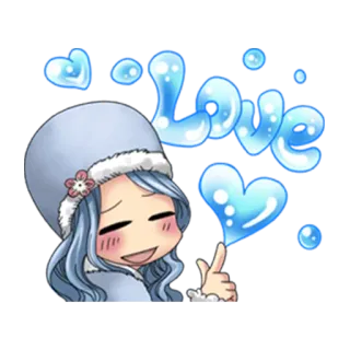 💙 Love любовь, милый, мультфильм, девочка, сердце, синий, блестящий telegram sticker