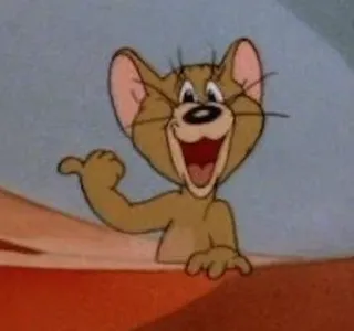 😀 Jerry Mouse Tom and Jerry cartoon, mouse, happy, funny, Jerry telegram sticker