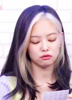 😒 Jennie Kim Jennie, K-pop, cantora, cabelo, moda, retrato, mulher whatsapp sticker