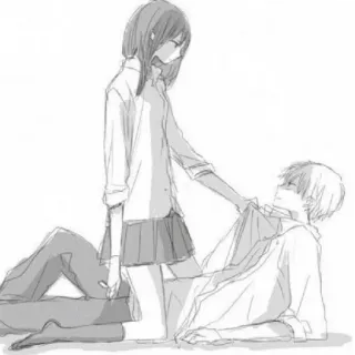 🖤 Anime, Pareja, Romance, Boceto, Dibujo telegram sticker