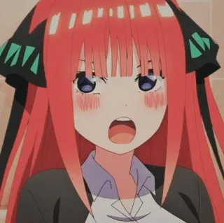 🌿 Nino Nakano The Quintessential Quintuplets Anime, Tsundere, cabelo ruivo, estudante, fofa whatsapp sticker