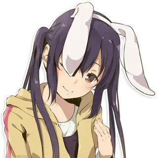 🐰 Anime, Ragazza, Orecchie da coniglio, Carino, Cartone animato, Personaggio whatsapp sticker