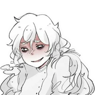 🤢 Anime, Dibujos animados, Ilustración, Pelo blanco, Mujer, Retrato telegram sticker
