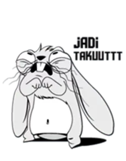 😟 JADI TERSEBUTTT królik, kreskówka, zwierzę, mem, postać, humor telegram sticker