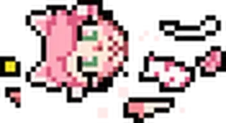 😾 Pixel art, Anime, Chica, Pelo rosa, Pixel, Dibujo animado whatsapp sticker