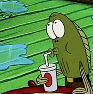 👀 spongebob, fish, drinking, cartoon telegram sticker