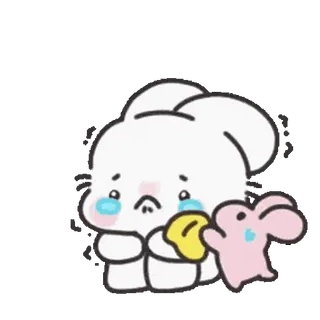 😊 哭, 兔子, 难过, 动物, 卡通 telegram sticker