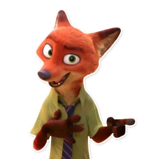 😮 Nick Wilde Zootopia zorro, zootopia, disney, dibujos animados, animal, nick wilde telegram sticker