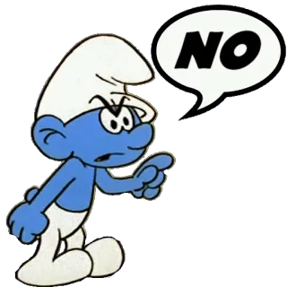 👎 Smurf NO Cartone animato, Arrabbiato, Blu, Puffo, No telegram sticker