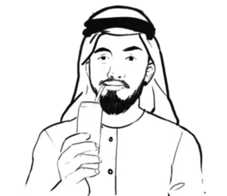 🍺 man, drinking, arabic, traditional clothing, bearded, sketch telegram sticker