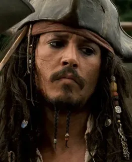 😒 Jack Sparrow Pirates of the Caribbean pirate, capitaine, film, personnage, aventure, Johnny Depp whatsapp sticker