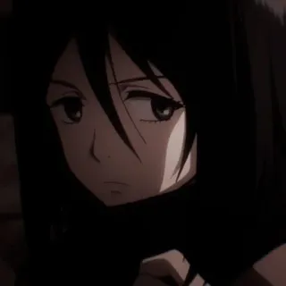 🧣 Mikasa Ackerman Attack on Titan Anime, Mikasa Ackerman, L'Attaque des Titans, Sombre whatsapp sticker