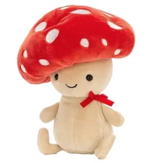 🍄 fungo, peluche, giocattolo, carino, rosso, fungo, morbido, bambola telegram sticker