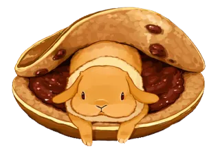 🐰 coelho, animal, fofo, comida, sanduíche, kawaii telegram sticker