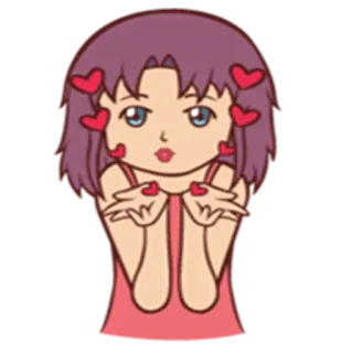 😘 menina, coração, amor, fofo, desenho animado telegram sticker