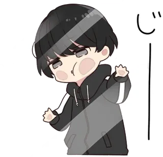 👣 じー 애니메이션, 만화, 캐릭터, 인사, 보는, 응시 telegram sticker