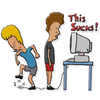 😕 Beavis and Butt-Head This Sucks! beavis and butthead, computador, desenho animado, anos 90, mtv, comédia telegram sticker
