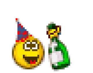 🍾 이모티콘, 축하, 파티, 생일, 병, 이모티콘, 축제, 모자 whatsapp sticker