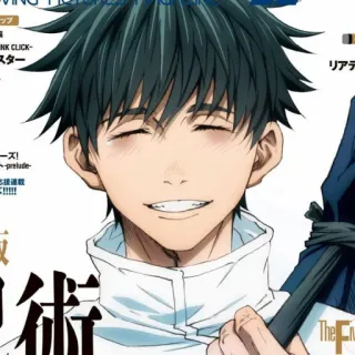 😄 Megumi Fushiguro Jujutsu Kaisen anime, manga, smiling, black hair, character, megumi fushiguro whatsapp sticker