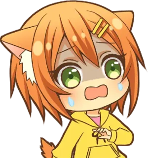 😰 Anime, Katzenmädchen, Süß, Manga, Chibi, Kawaii, Cartoon whatsapp sticker