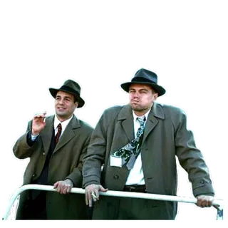 😊 leonardo dicaprio, mark ruffalo, fumando, hombres, abrigos, sombreros whatsapp sticker
