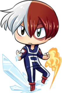 🔥 Shoto Todoroki My Hero Academia Anime, Manga, Postać, Superbohater, Lód, Ogień, Słodkie, Chibi telegram sticker