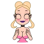 👋 женщина, мультфильм, блондинка, розовый telegram sticker