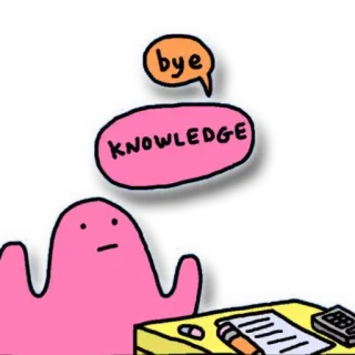 🙂 bye KNOWLEDGE 知識, バイバイ, 漫画, ピンク, 机, 学校 telegram sticker
