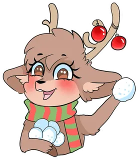 🌧 reindeer, christmas, holiday, cartoon, cute, snowball, ornaments telegram sticker
