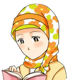 📕 mujer, hiyab, leyendo, libro, musulmán, flores, bufanda whatsapp sticker