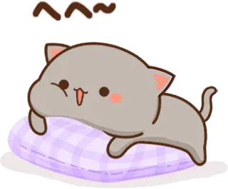 😪 へ〜〜 kot, słodki, poduszka, kawaii, śpiący whatsapp sticker