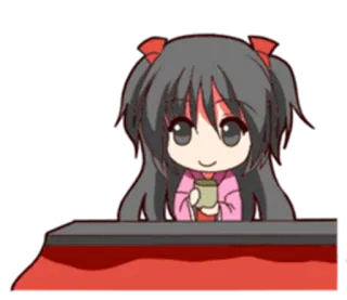 ☕ Anime, Chibi, Kawaii, Tee, Süß, Mädchen, Cartoon telegram sticker