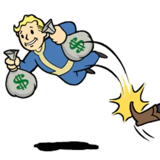 👆 Vault Boy Fallout Fallout, Vault Boy, Geld, Videospiel, Cartoon telegram sticker