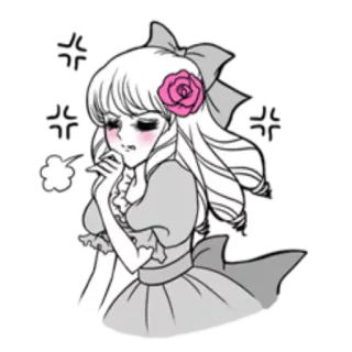 🤔 anime girl, illustration, cute, rose, ribbon, blush, girl telegram sticker