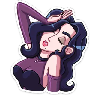 ☺️ wanita, kartun, ungu, stiker, ilustrasi telegram sticker