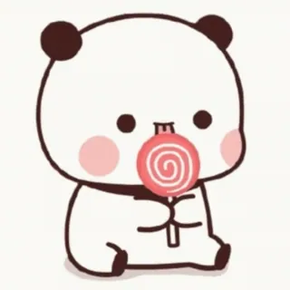 🍭 panda, mignon, sucette, dessin animé, kawaii, doux, ours telegram sticker