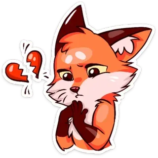 💔 лиса, грустный, разбитое сердце, милый, мультик telegram sticker