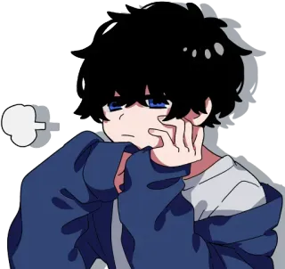 😤 anime, manga, cartoon, illustration, emo, sad, bored whatsapp sticker