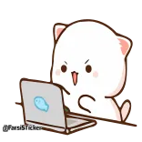 😠 lucu, kucing, laptop, mengetik, hewan, kartun telegram sticker
