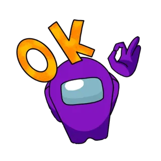 👌 OK among us, ok, gesto, jogo, roxo, desenho animado telegram sticker