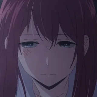 🍁 chica anime, triste, pelo rojo, llorando telegram sticker