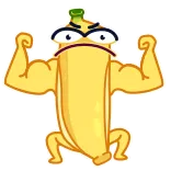 💪 banane, fruit, dessin animé, muscle, drôle, fort, personnage, gym telegram sticker