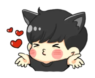 😘 imut, kartun, kawaii, cinta, hati, anime, anak kucing, neko whatsapp sticker